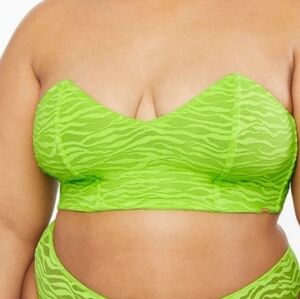 Savage X Fenty Curvy Lace Neon Green Tigerstripe Bandeau Bralette Size 2X